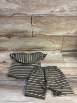 Karesoull 2pc Striped Hooded Shirt & Shorts Set Green sz 2T