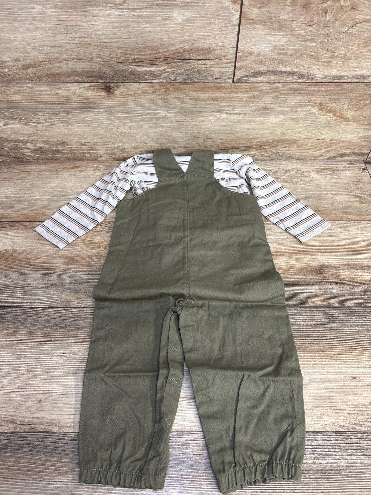 Just One You 2pc Overall & Striped Shirt Set White sz 18m