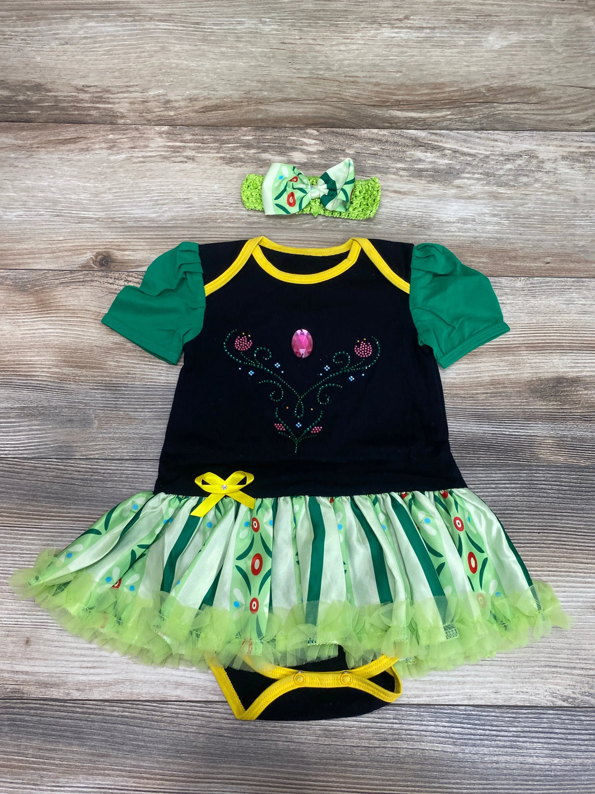 Frozen Anna Princess Costume Bodysuit Dress With Headband sz 12-18m - Me n Mommy To Be