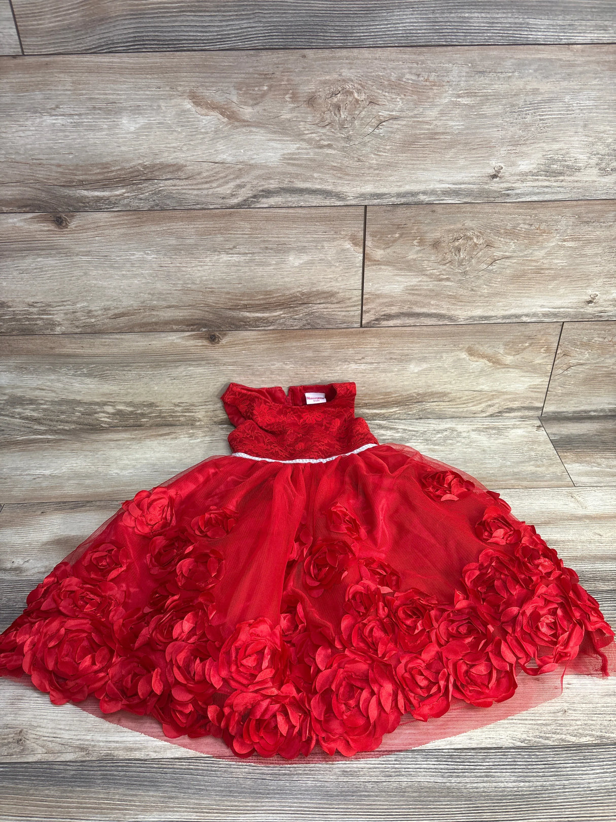 Nannette Kids Floral Lace Tulle Dress Red sz 5T