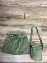 2pc Chambray Cargo Skirt & Bag Set Sage sz 5-6T