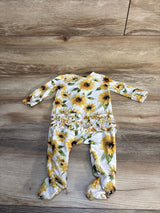Caden Lane Sunflower Zipper Ruffle Footie White sz 3-6m