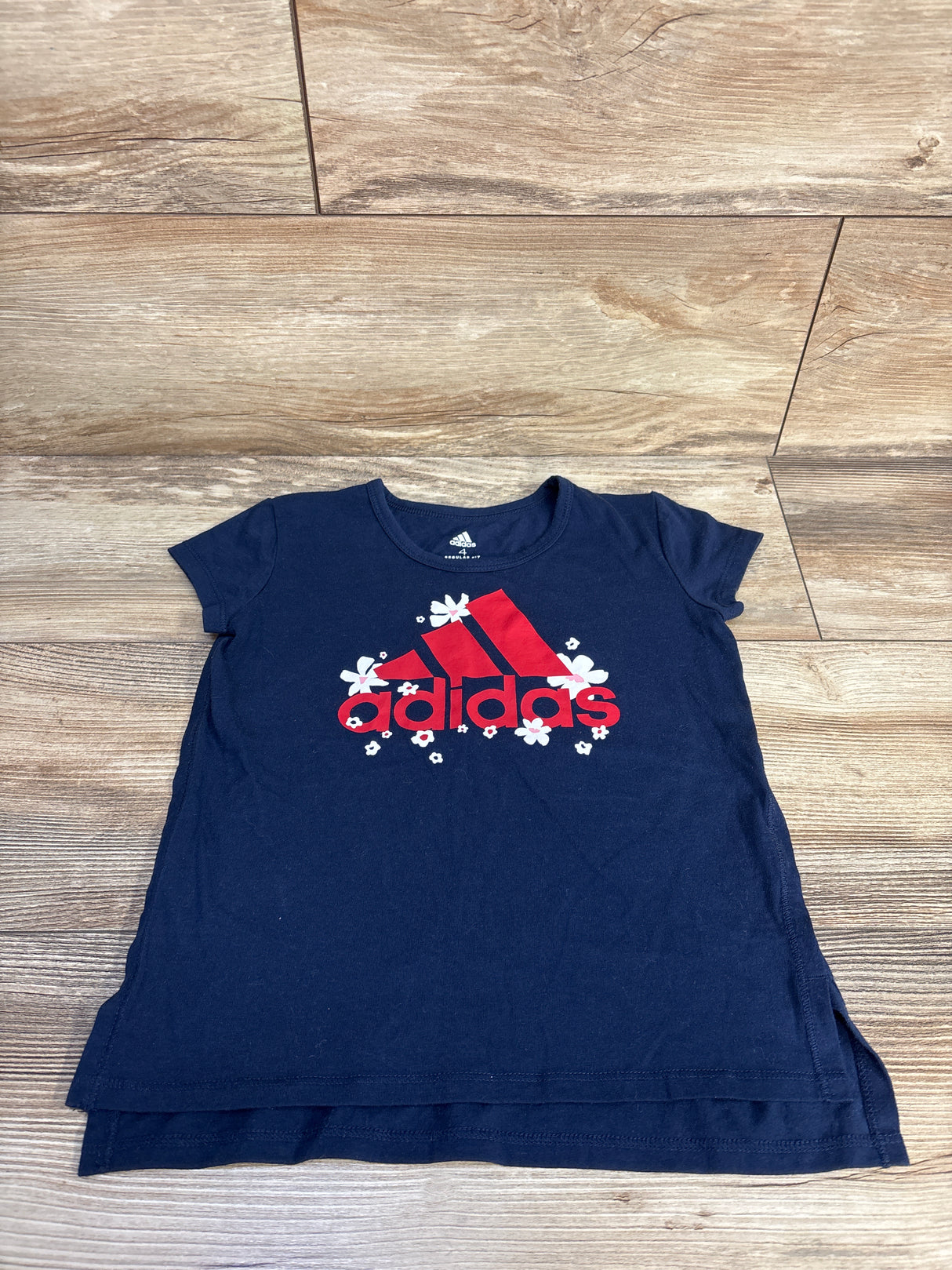 Adidas Floral Logo Shirt Navy sz 4T
