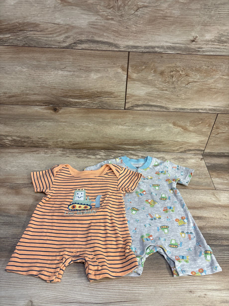 Millie & Myles 2pk Shortie Romper Orange/Grey sz 6-9m - Me n Mommy To Be