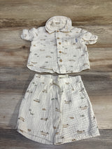 Quiksilver 2pc Gauze Cabana Shirt & Shorts Set Ivory sz 12m