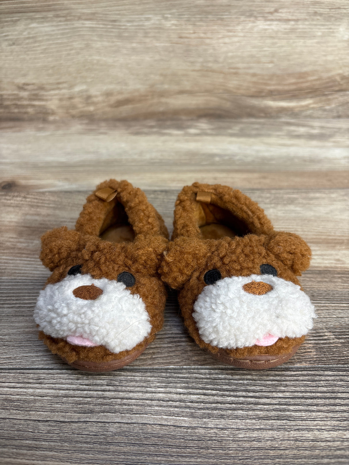 Wonder Nation Plush Bear Slippers, Brown sz 4c