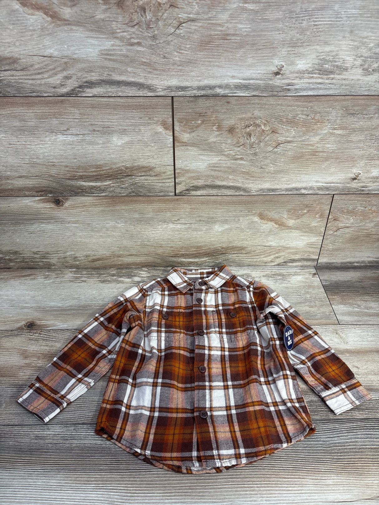 NEW Children's Place Plaid Button Up Shirt Brown sz 2T