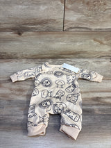 NEW Shien Animal Print Snap Coverall Beige sz 0-1m