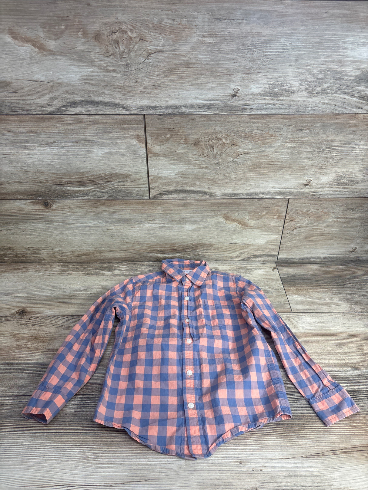 Janie & Jack Plaid Button Up Shirt Coral sz 4T