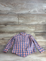 Janie & Jack Plaid Button Up Shirt Coral sz 4T