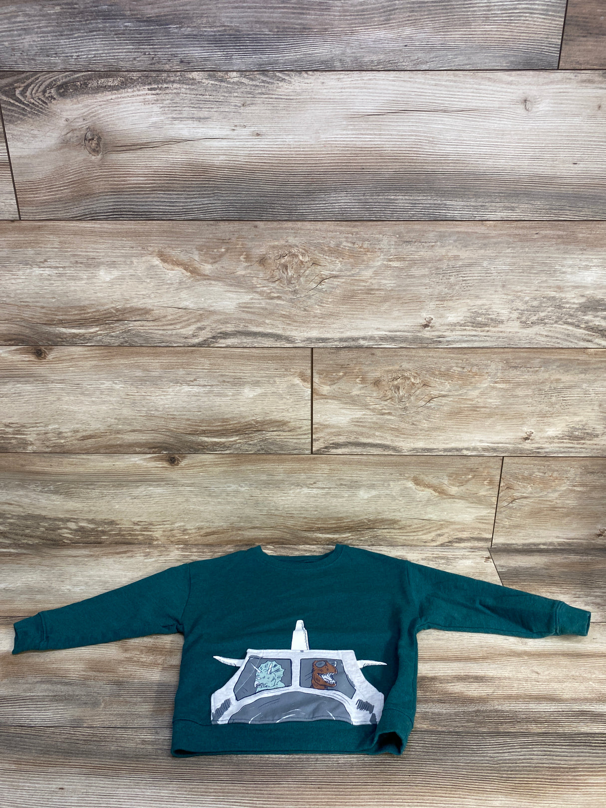 Carter's Dinosaur Plane Pull Over Sweatshirt Green sz 3T