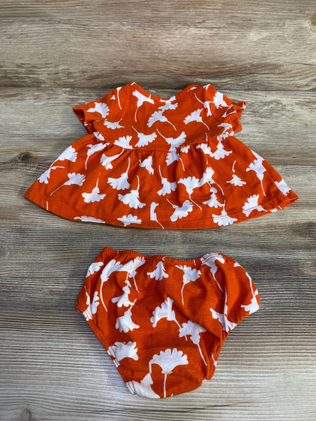 Diane Von Furstenberg 2pc Faux Wrap Top & Bloomers Orange sz 6-9m - Me n Mommy To Be