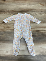 Rabbit + Bear Floral Sleeper White sz 6-9m