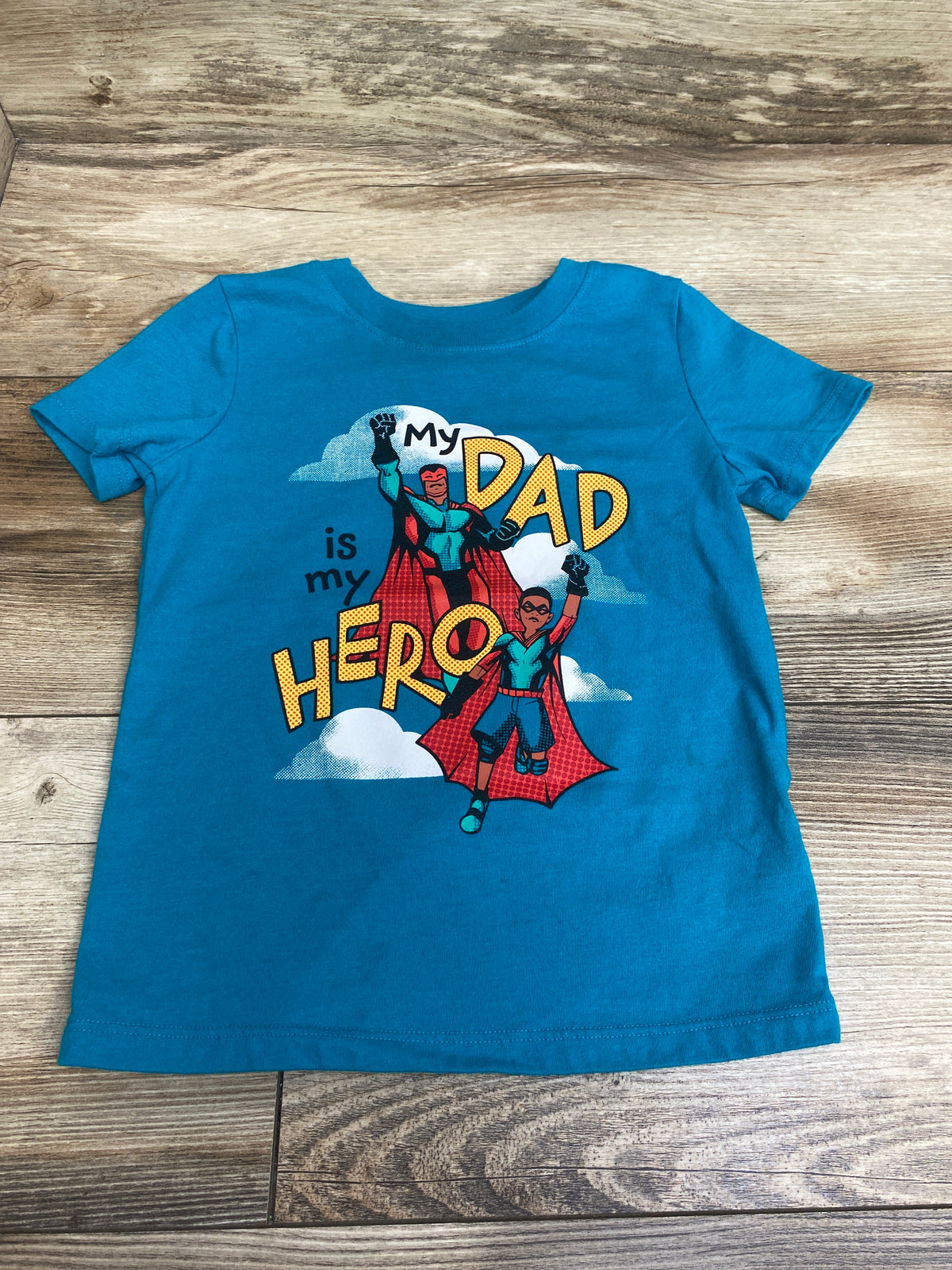 Cat & Jack My Dad Is My Hero Shirt Teal sz 3T