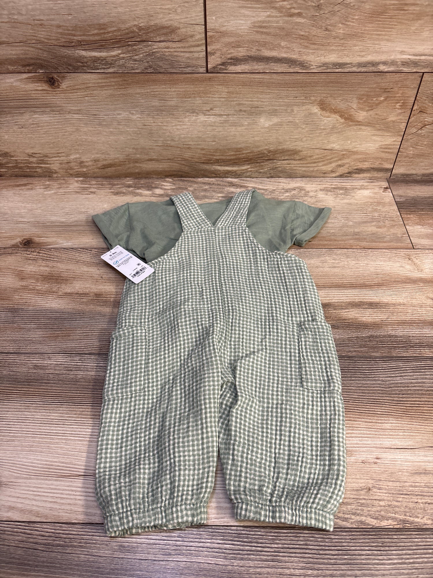 NEW Child of Mine 2pc Henley Shirt & Overalls Set Green sz 0-3m
