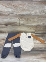 Mario Lopez 2pc Ribbed Henley Bodysuit & Pants Set Tan sz 18m