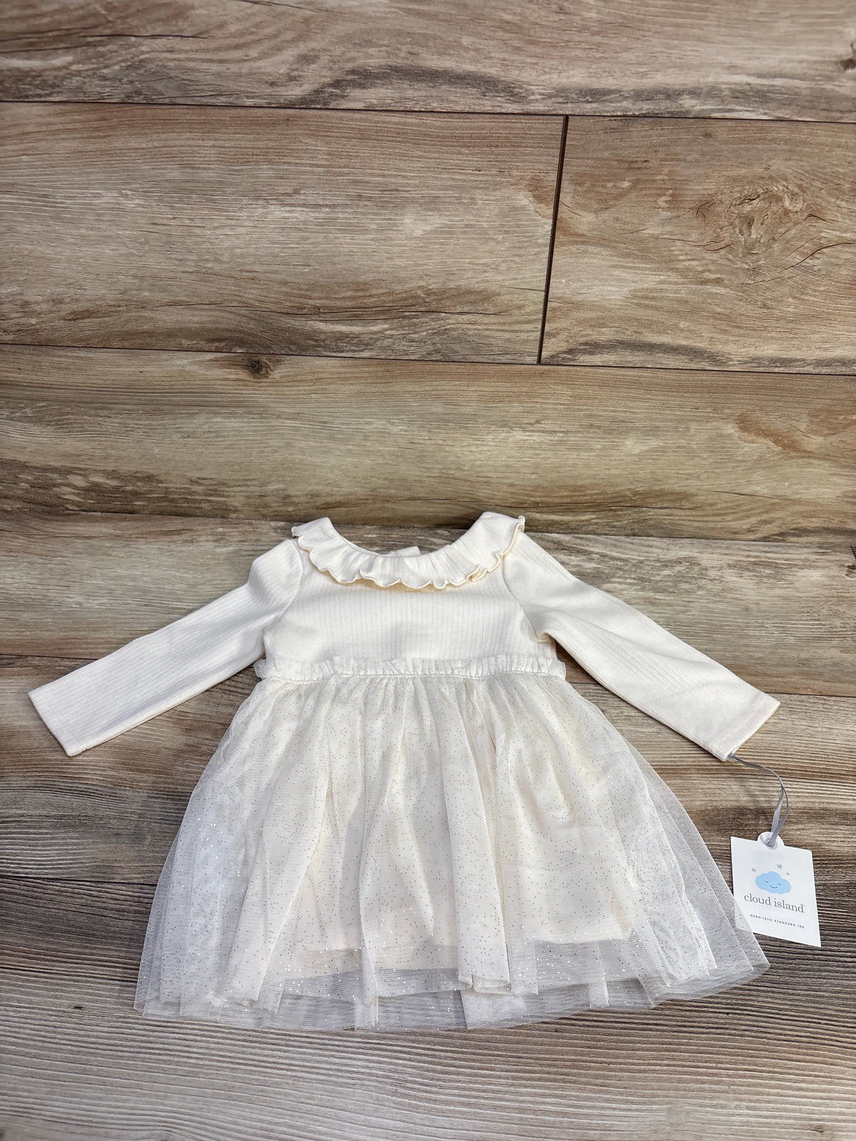 NEW Cloud Island 2pc Long Sleeve Knit Dress & Bloomers Ivory sz 12m