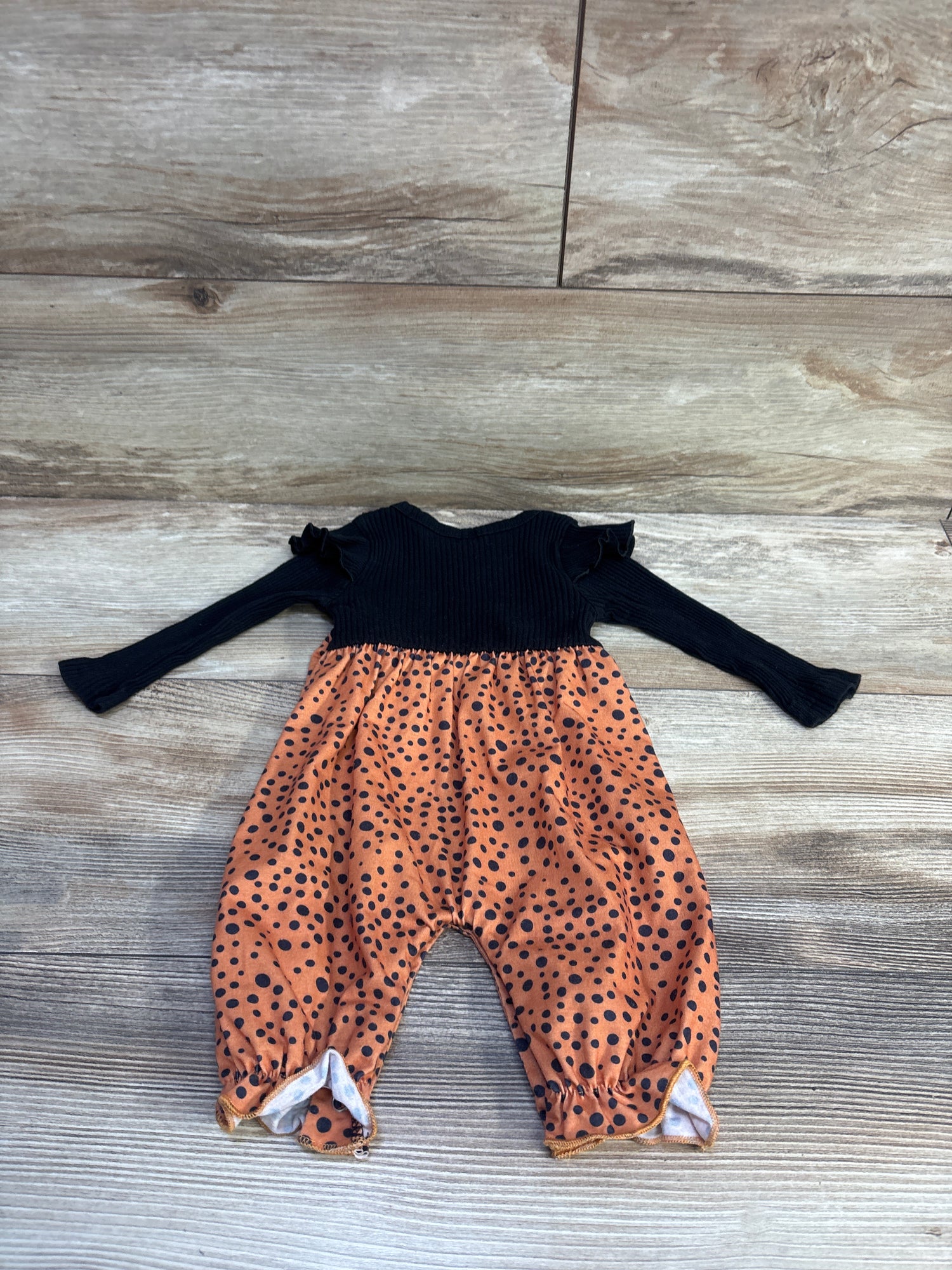 Queenstyle Ribbed Polka Dot Coverall Black sz 0-3m