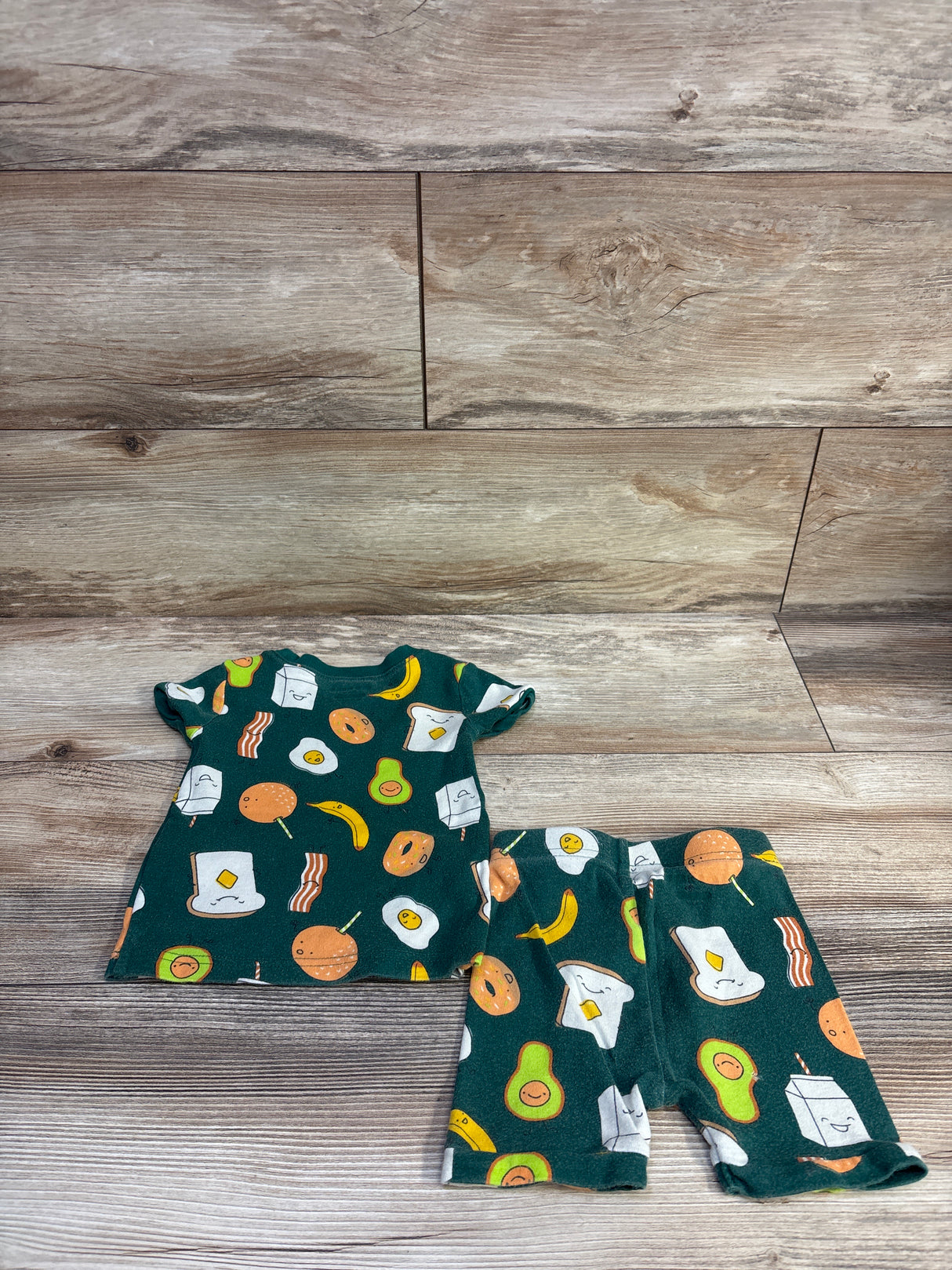 Old Navy 2pc Breakfast Pajama Set Green sz 12-18m