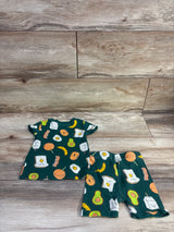 Old Navy 2pc Breakfast Pajama Set Green sz 12-18m