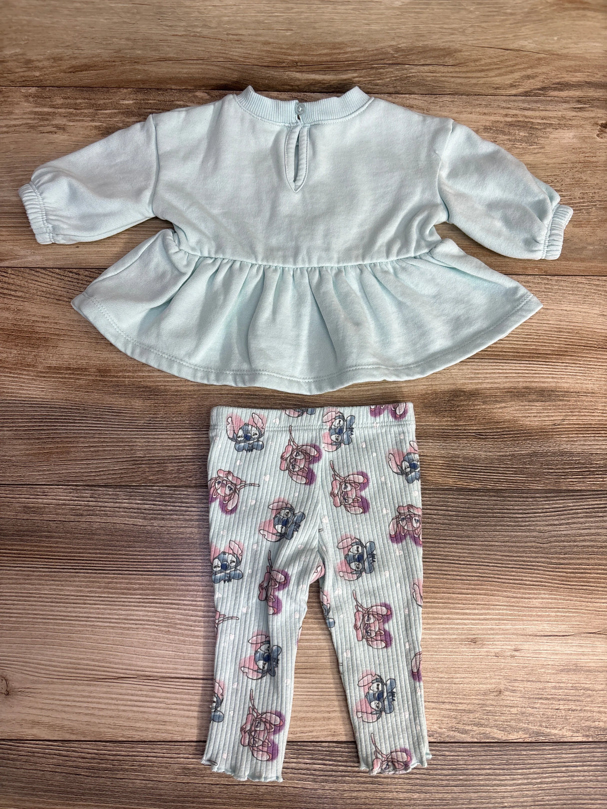 Disney Baby 2pc Stitch Peplum Sweatshirt & Ribbed Pants Set Blue sz 0-3m