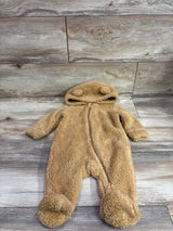 Old Navy Hooded Critter Footed Sherpa Coverall Brown sz 3-6m