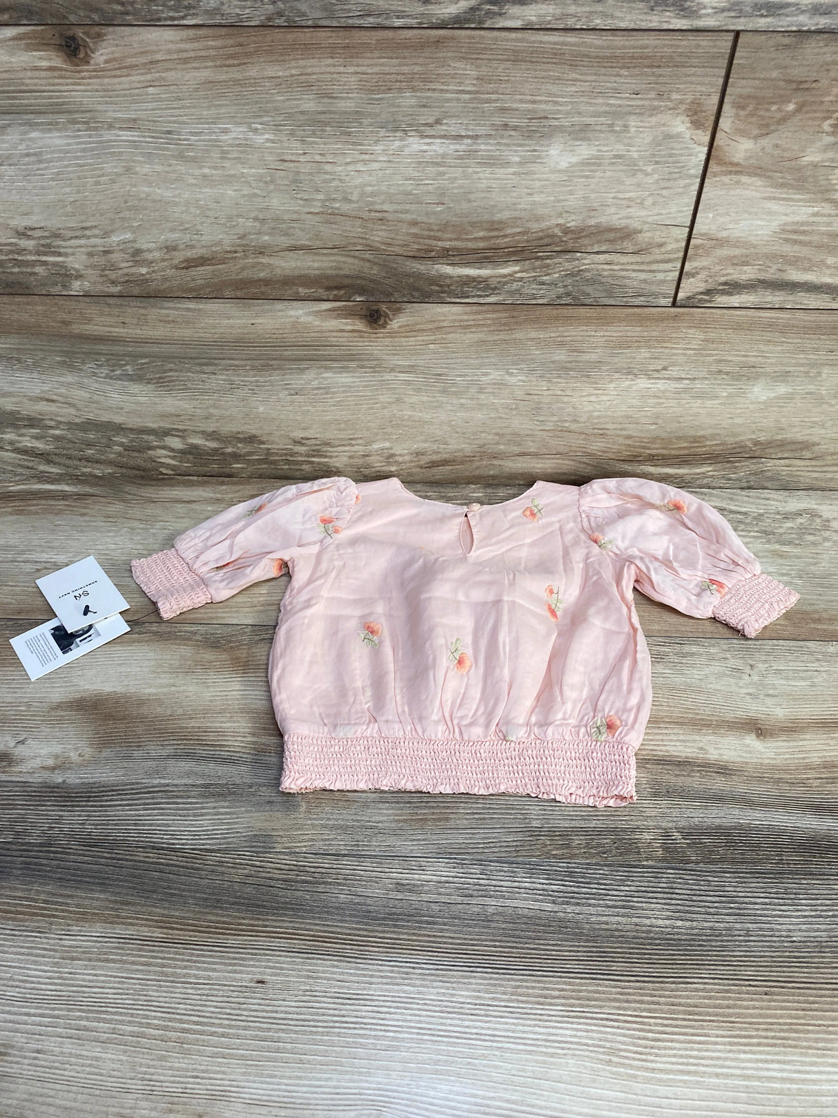 NEW Something Navy Floral Embroidered Top Pink sz 18m