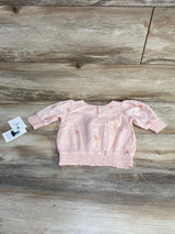 NEW Something Navy Floral Embroidered Top Pink sz 18m