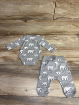 Monica + Andy 2pc Polar Bear Bodysuit & Bottoms Set Grey sz 0-3m