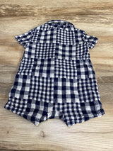 Old Navy Button Front Gingham Romper Navy sz 6-12m