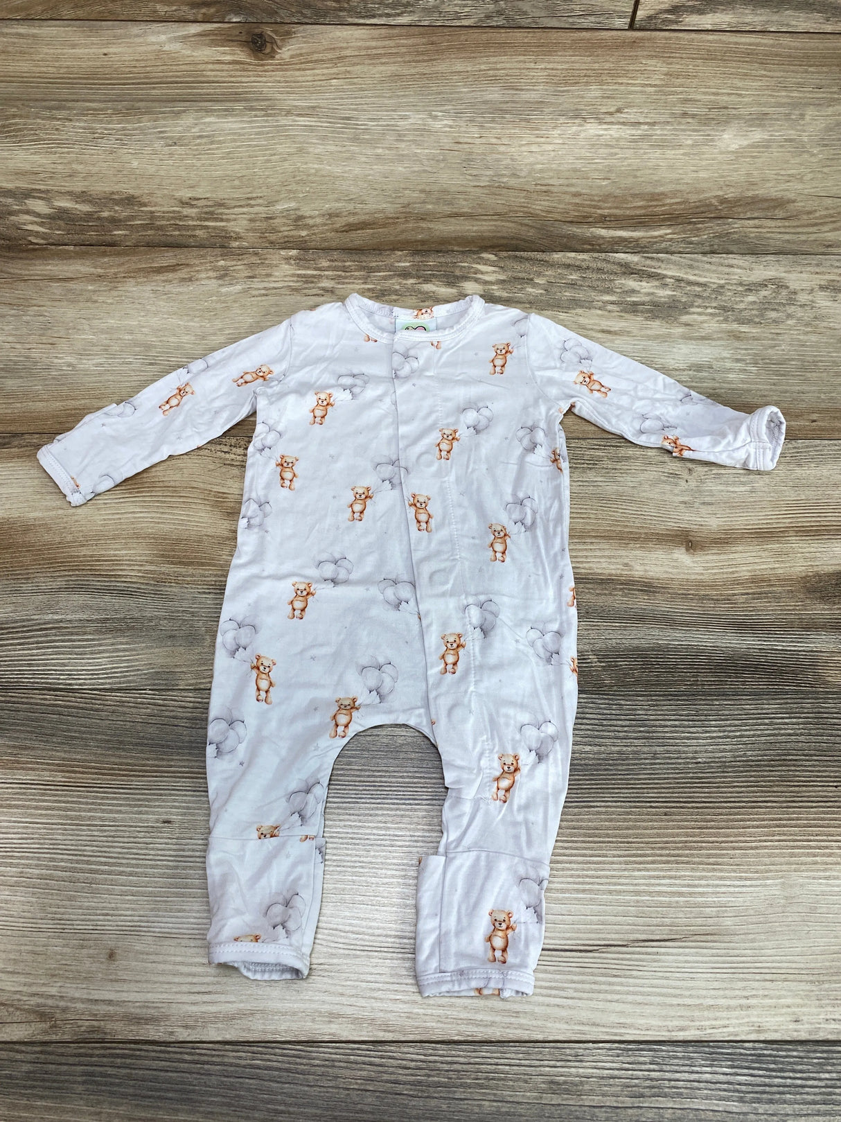 EZ Baby Bear Print Magnetic Sleeper White sz 0-3m