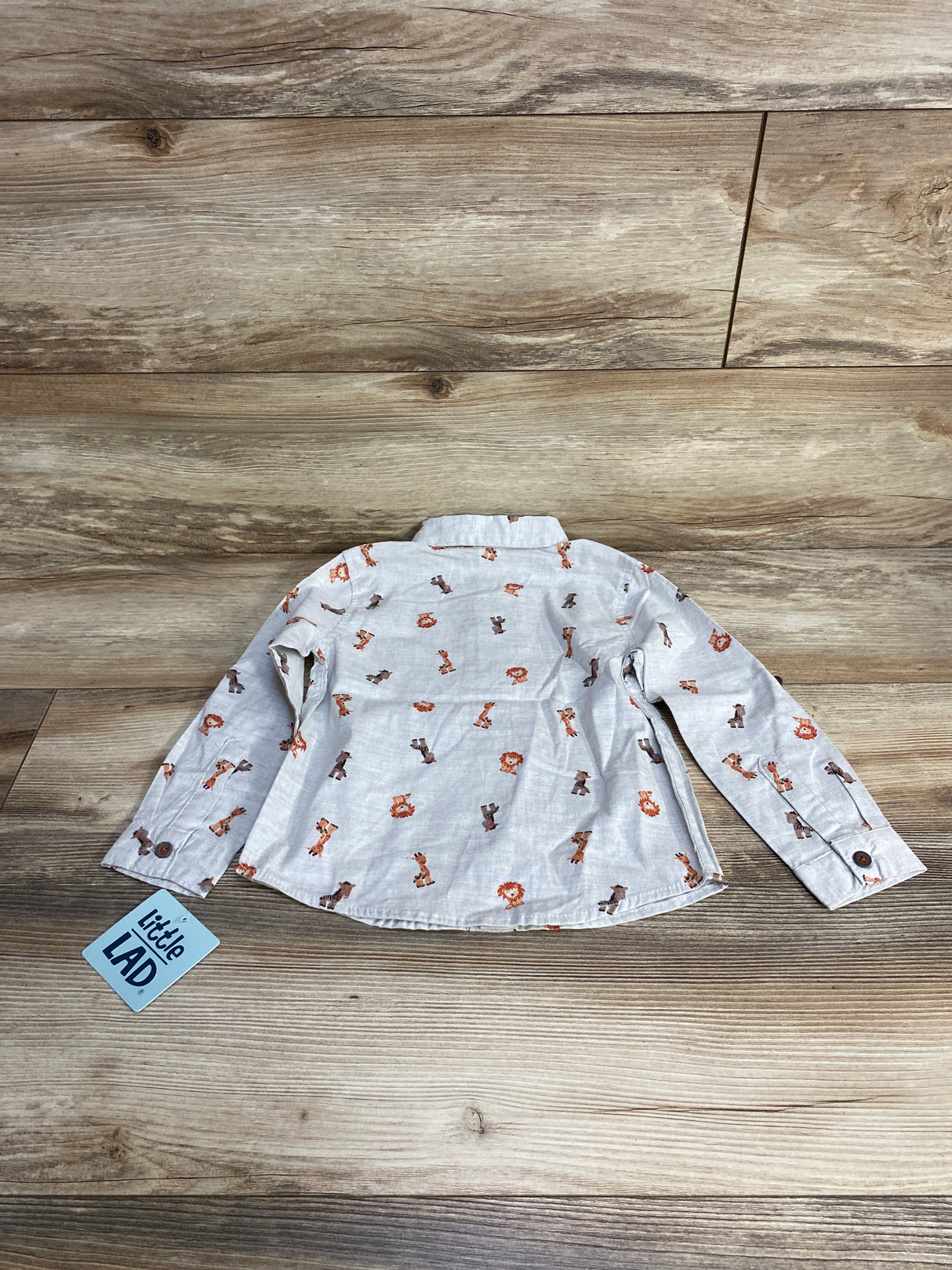 NEW Little Lad Animal Print Button-Up Shirt Grey sz 3T