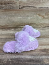 OMG Accessories Pearl Heart Plush Slippers Purple sz 12c