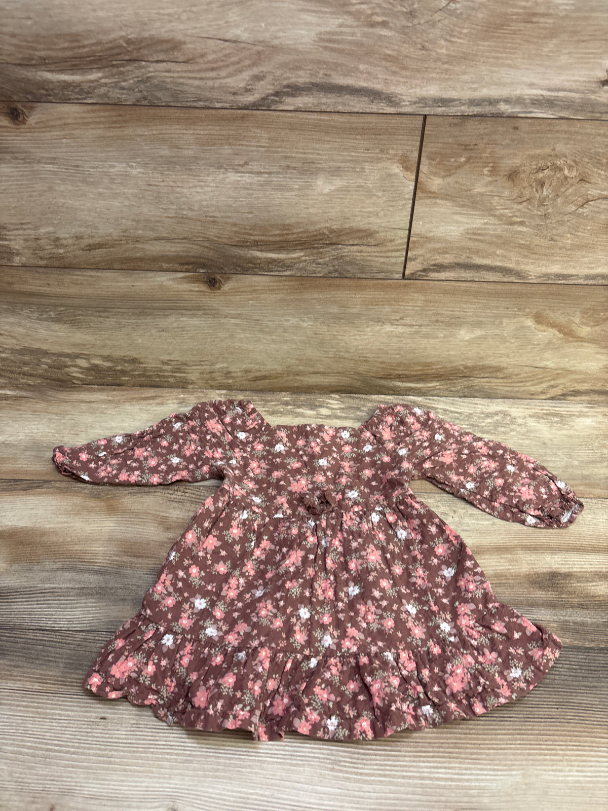 Little Lass Floral Long Sleeve Dress Brown sz 24m