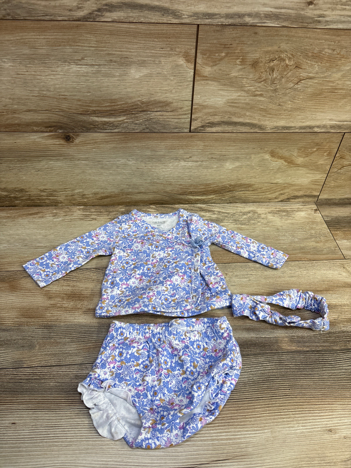 Just One You 3pc Floral Kimono Set Blue sz 6m