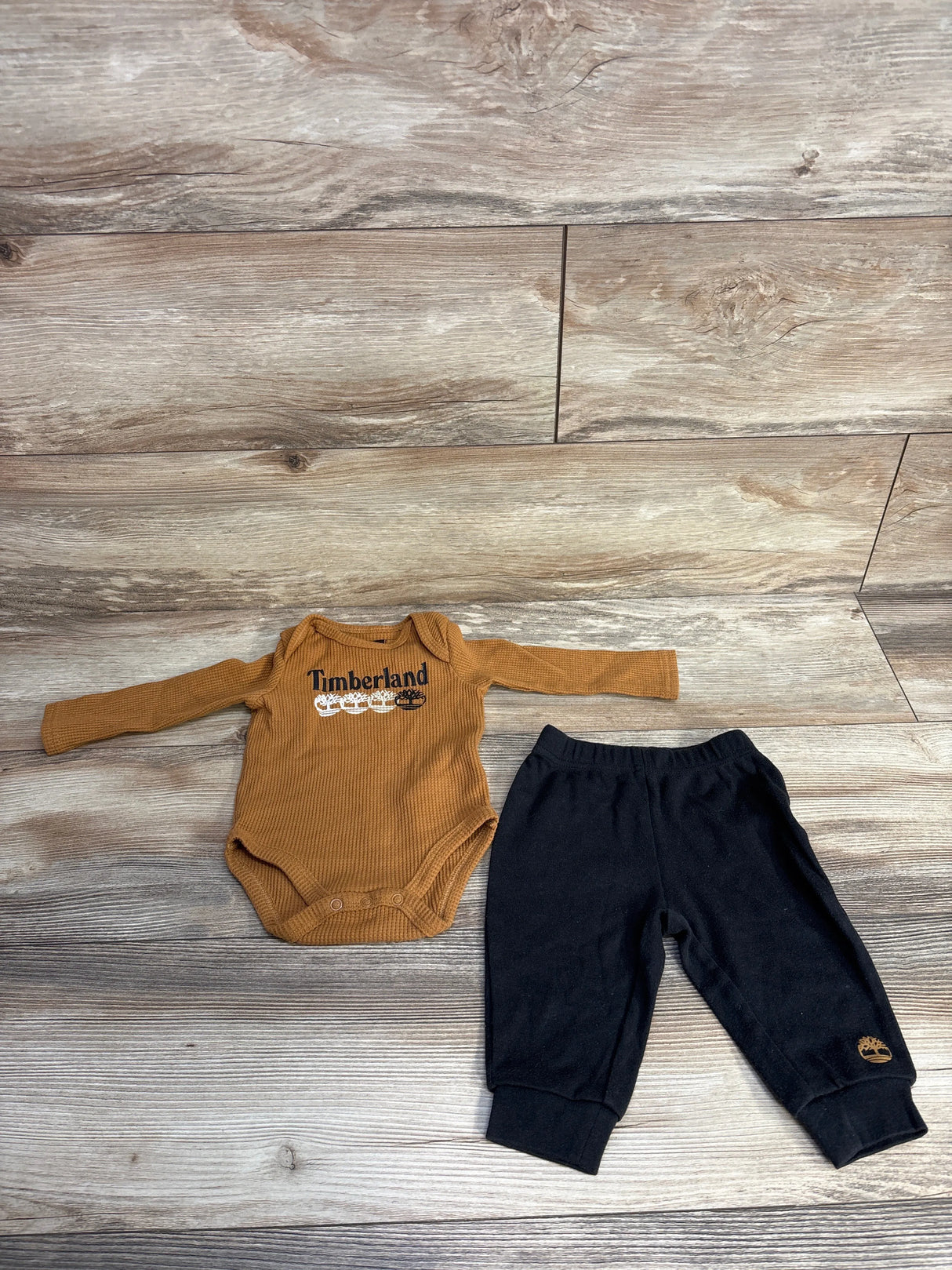 Timberland 2pc Waffle Knit Long Sleeve Bodysuit & Jeggings Brown sz 3-6m