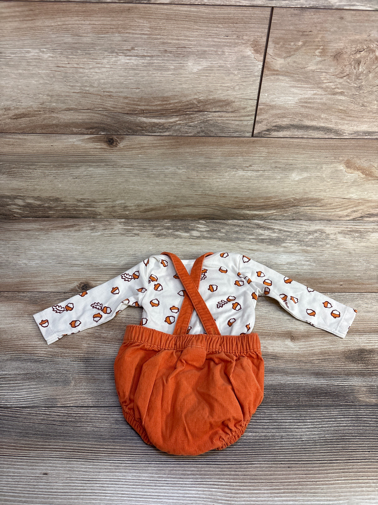 Cat & Jack Overall Romper & Bodysuit 2pc Set Cream sz 0-3m