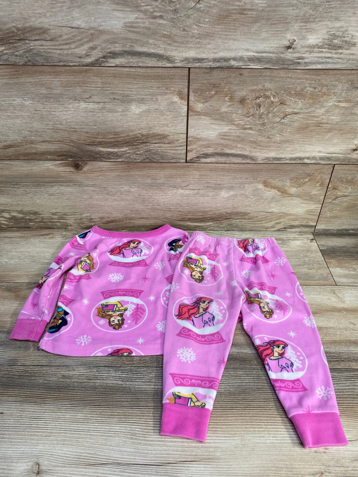 Disney 2pc Velour Princess Pajama Set Pink sz 2T