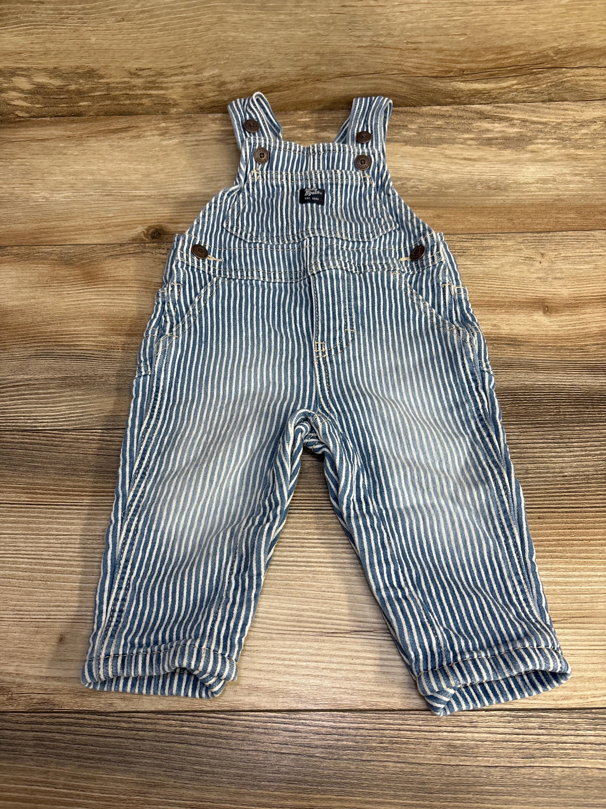 Oshkosh Striped Overalls Blue sz 9m