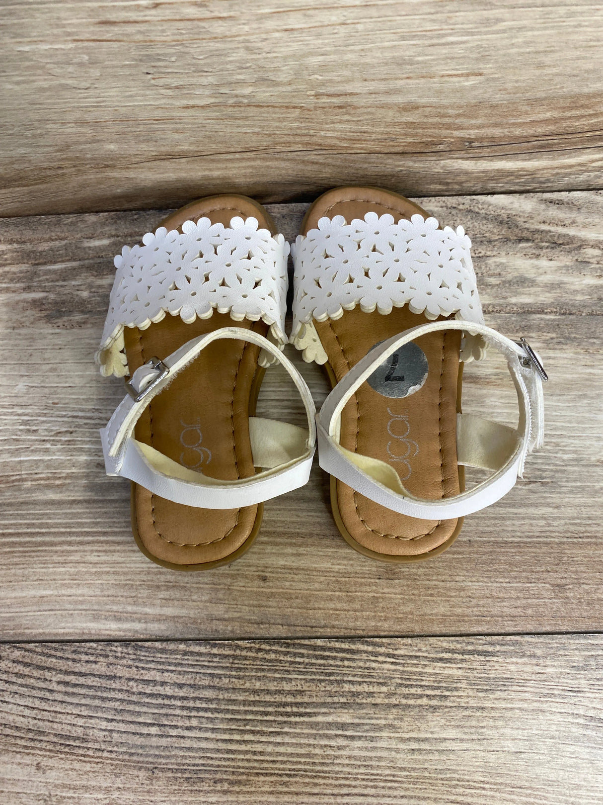Sugar Ibby Floral Chop Cut Out Sandals White sz 7c