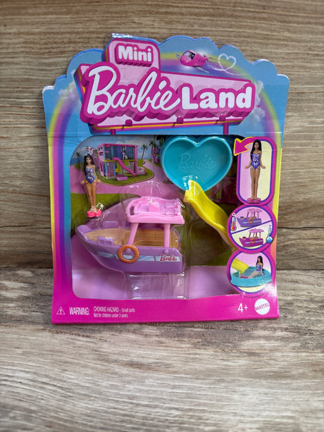 NEW Barbie Mini BarbieLand Doll & Vehicle Set with 1.5" Doll & Dream Boat - 3pc - Me n Mommy To Be