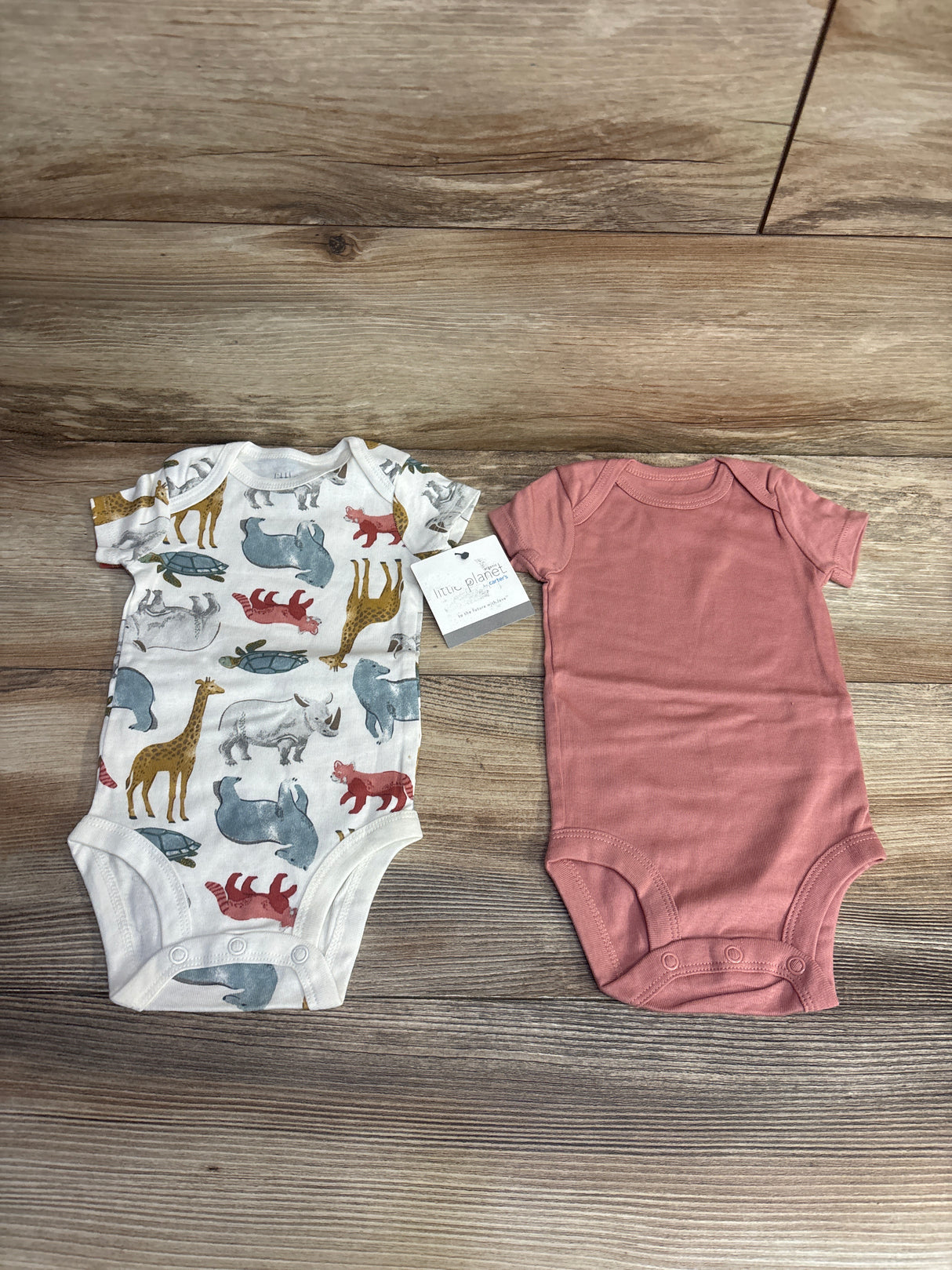 NEW Little Planet Organic 2pk Animal Print Bodysuit Set White sz 3m