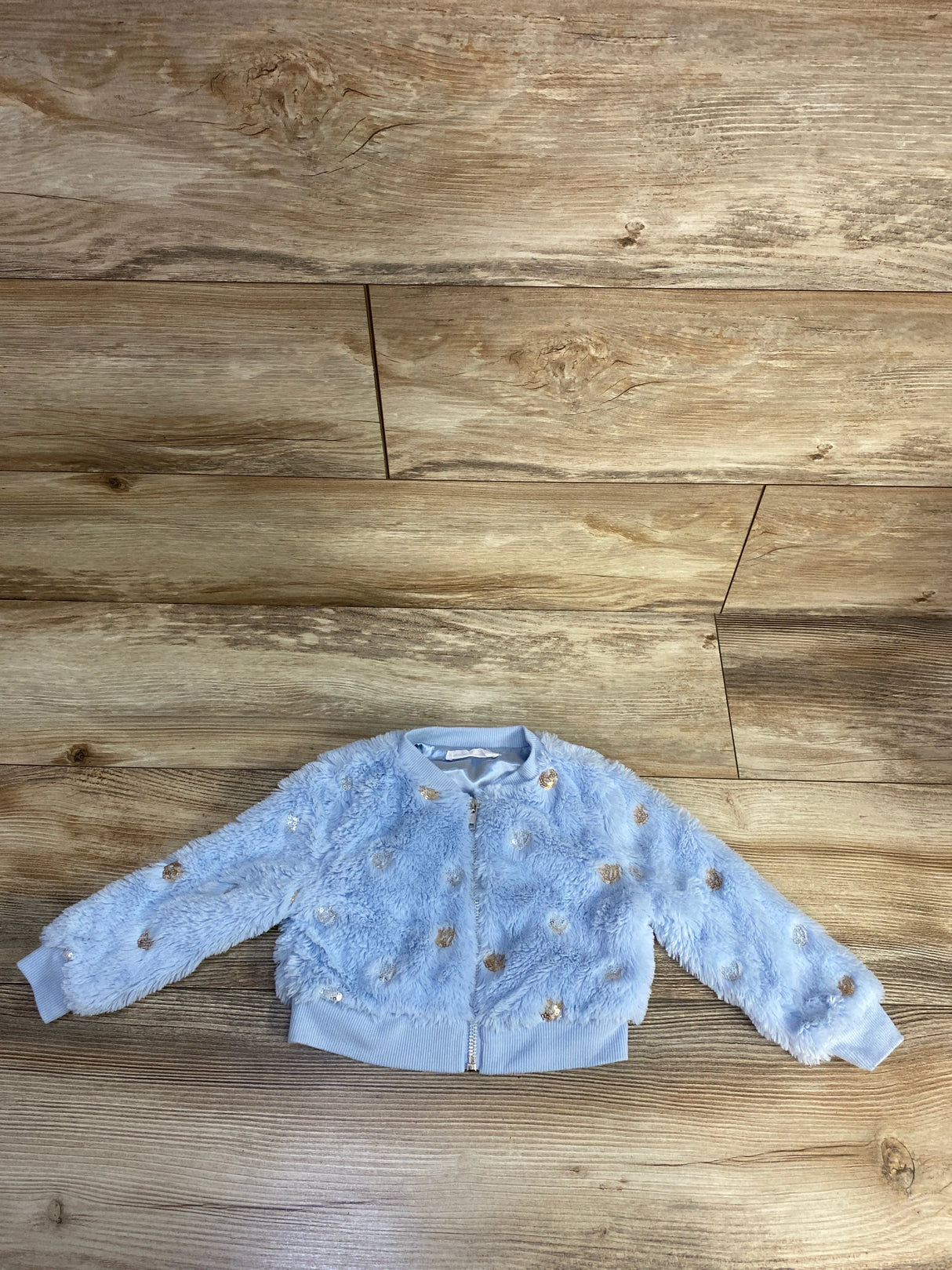 Knit Works Plush Full Zip Jacket Blue sz 2T