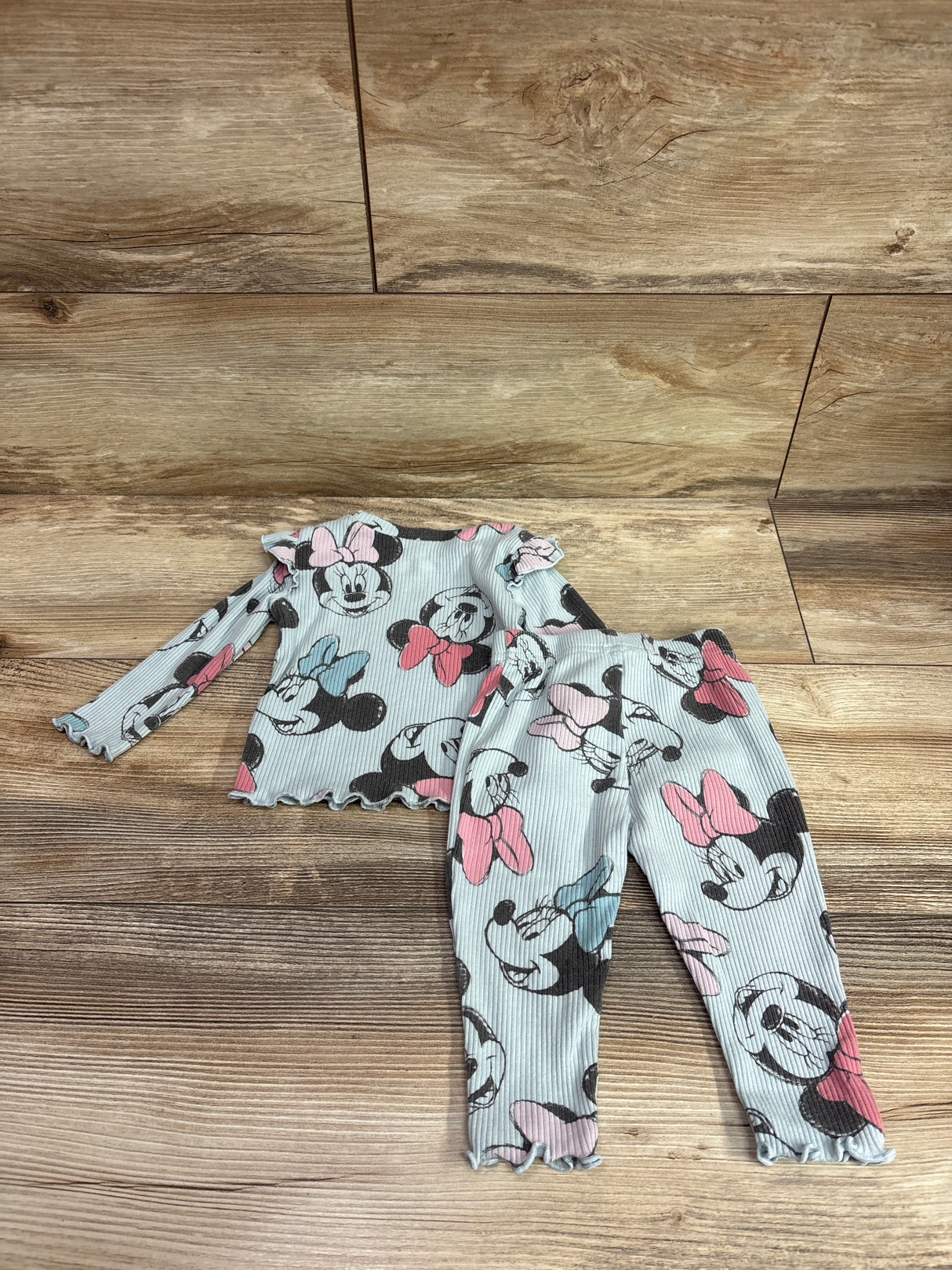Disney Junior 2pc Ribbed Minnie Mouse Shirt & Pants Set Blue sz 6/9m