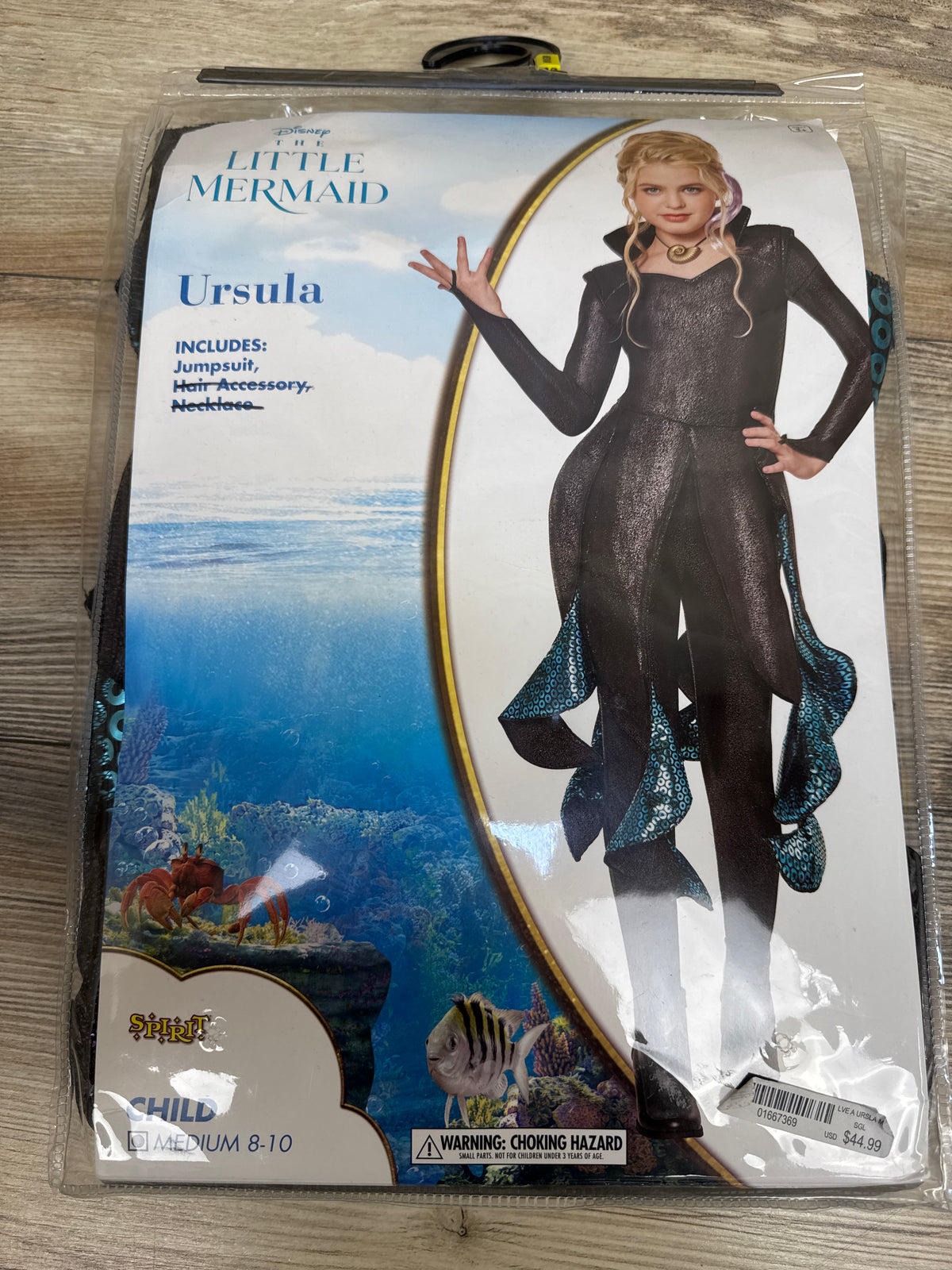 Spirit Halloween The Little Mermaid Ursula Jumpsuit Costume Black sz 8-10T