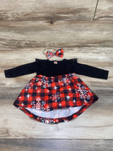 2pc Lace Ruffle Bodysuit Dress & Headband Black sz 3-6m