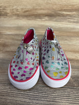 US Sports Zipper Sneakers Heart Print Grey sz 6c