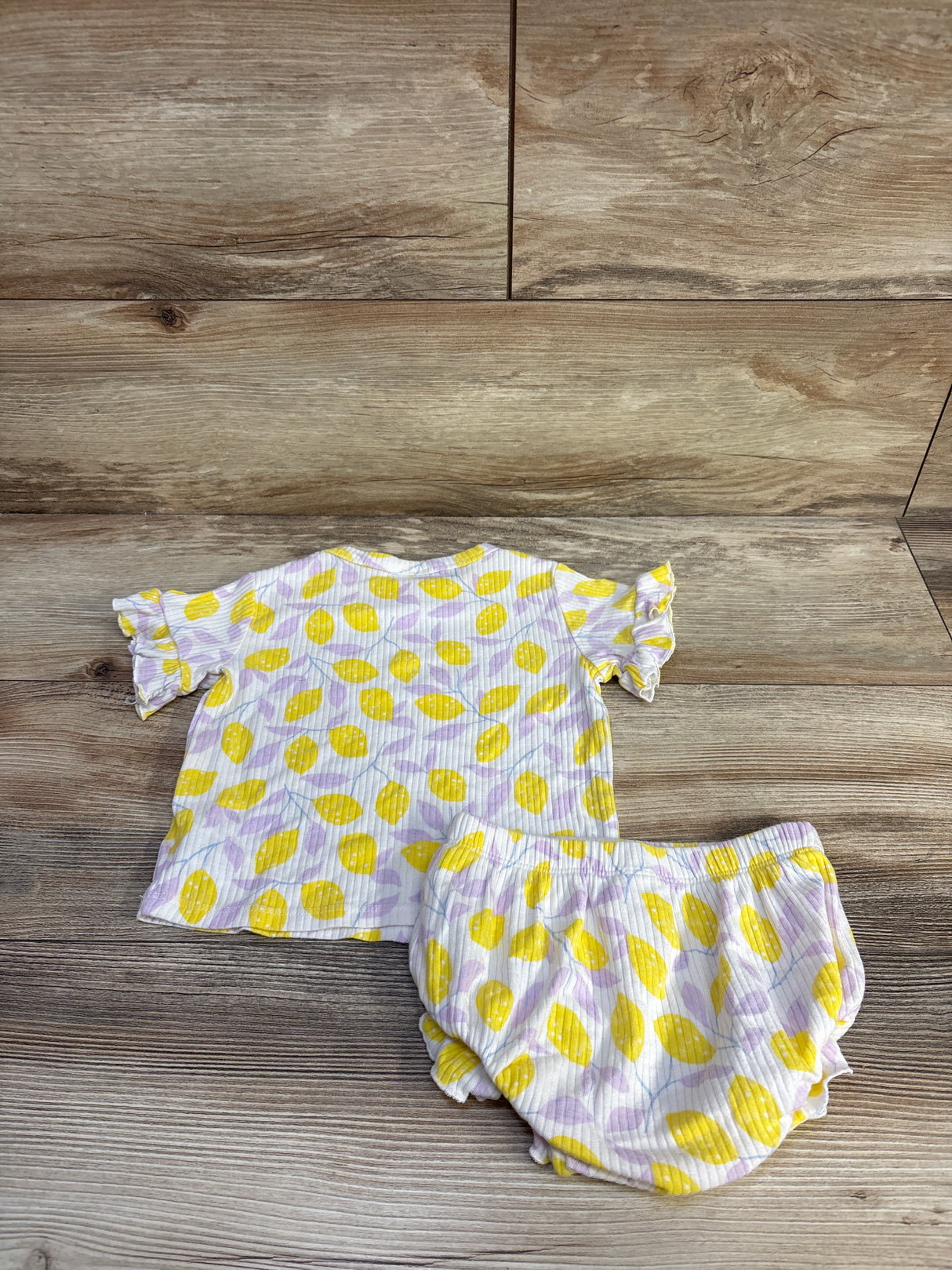 Cat & Jack 2pc Lemon Ribbed Shirt & Bloomer Set White sz 18m