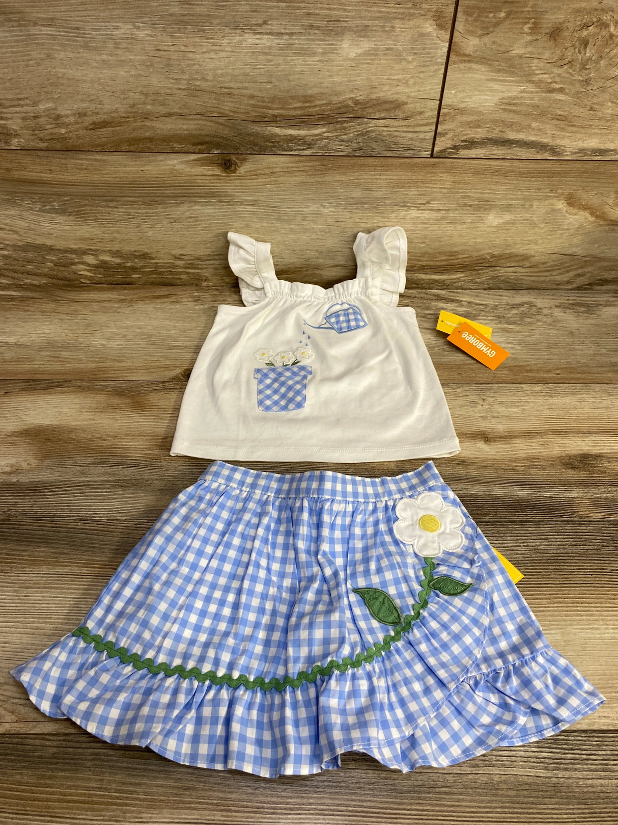 NEW Gymboree 2pc Top & Gingham Skort White sz 2T