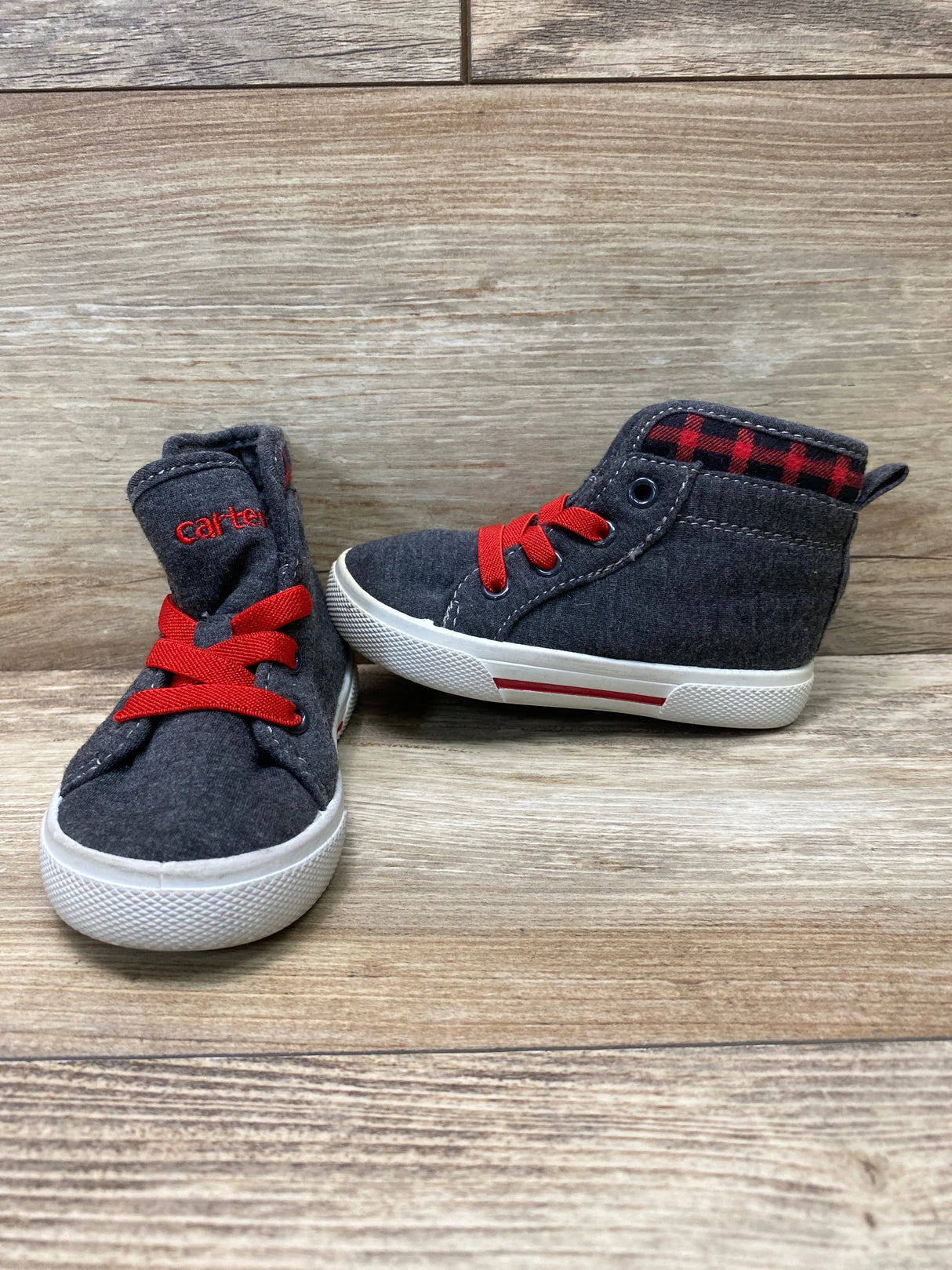 Carter's Summon Elastic Lace High Tops Sneakers Gray/Red Sz 6c